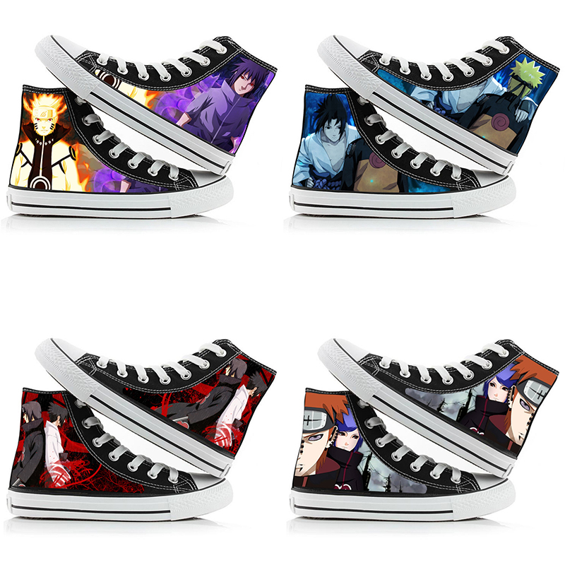 Anime Cosplay Ideas For Couples - Naruto Uzumaki Yüksek Top Kanvas Ayakkabılar