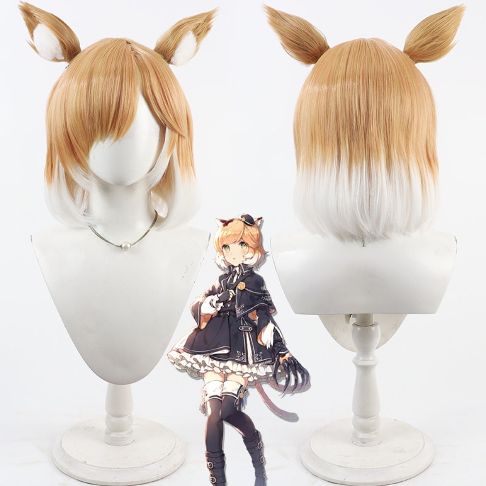Anime Cosplay Realistic - Arknights Mousse Cosplay Peruk Çıkarılabilir Kulaklı