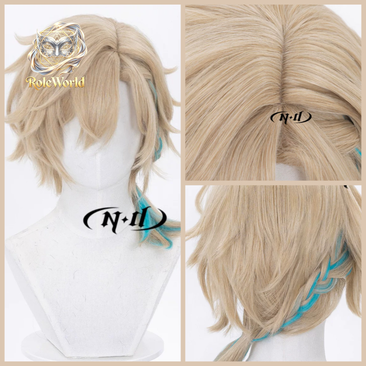 Anime Cosplay Realistic - Aventurine Waveflair Peruk Honkai: Star Rail